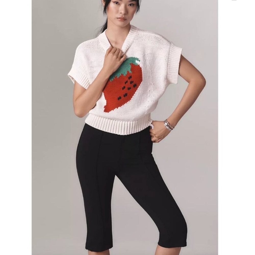 Anthropologie Maeve Cream Sweater with Strawberry Design - Picture 2 of 6